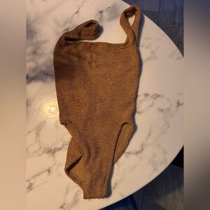 Hunza G Classic Square One Piece BNWT Metallic Cocoa
